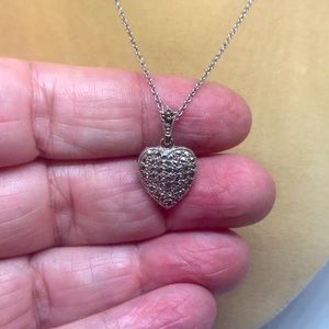 Vintage Sterling Pave’ Marcasite Heart Necklace